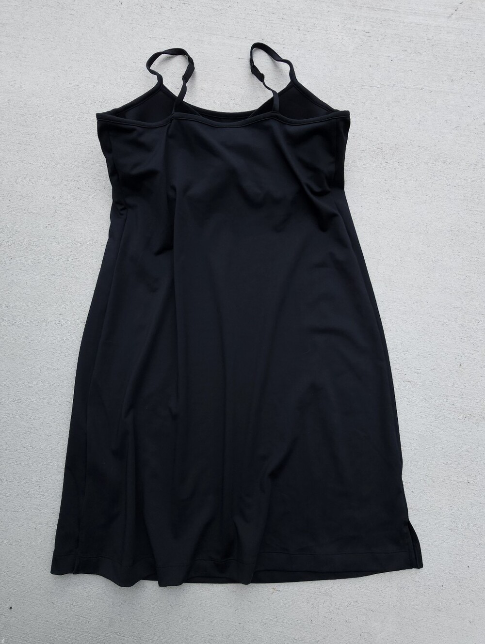 Athleta Black Midi Tank Dress Built in Bra Adjustable Straps SZ Medium Stretchy - Picture 4 of 7